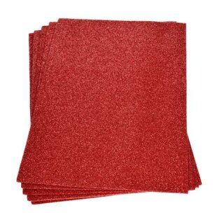 Moosgummiplatte Glitter rot, 200 x 300 x 2mm 1 Bogen