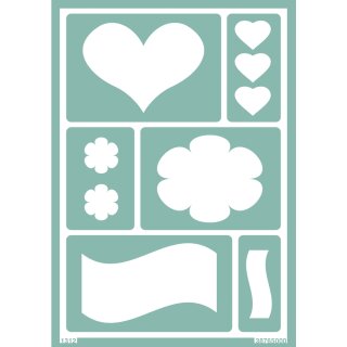 Softschablone: Herz / Blume / Welle, DIN A5, selbstklebend, 1Stück