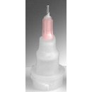Feine Metall-Spitze/ Dosierspitze f&uuml;r Kleberflasche, 1,2mm (rosa) incl. Verschluss + Deckel