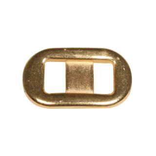 Metall- Zierelement oval, gold, 1,3x2,2cm, Loch 6mm breit