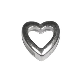 Metall- Zierelement: Herz, silber, 1,3x1,4cm, Loch 1cm breit