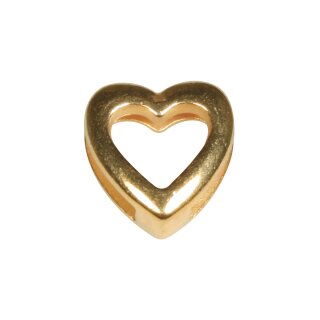 Metall- Zierelement: Herz, gold, 1,3x1,4cm, Loch 1cm breit
