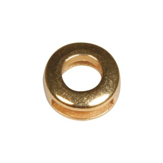 Metall- Zierelement rund, 1,3cm ø, gold, Loch 1cm breit