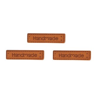 Kunstleder Labels - "Handmade", 4x1cm, 3 Stück