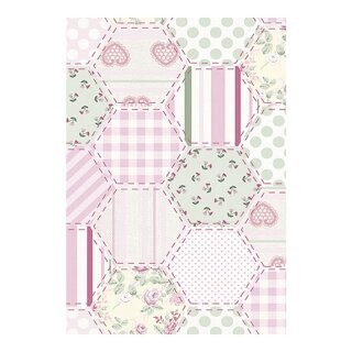 DecoMaché Papier, baby girl patchwork, 26x37,5cm, 27g/m2, 3 Bogen