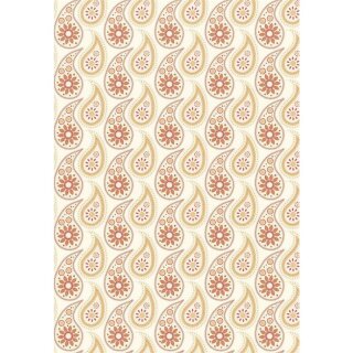 DecoMaché Papier, orange paisley, 26x37,5cm, 27g/m2, 3 Bogen