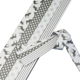 Fröbelsterne, Papierstreifen weiss/ silber/ x-mas...