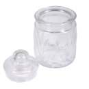 Glas Gef&auml;&szlig; mit Glasdeckel Chevron, 8cm &oslash;, 12,5cm, 280ml, &Ouml;ffnung &oslash;5,5cm