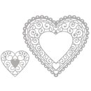 Delicate Die- Heart Doily, 5,5x5,1cm+11,4x10,6cm, 2...