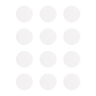 Blanko-Sticker rund,12 St/Bogen, 2,5cm ø, weiß, 80g, permanent klebend, 3Bogen
