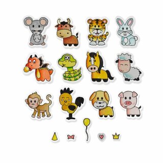 SIZZIX Framelits Die Set 18PK w/Stamps - Zodiac Animals - 662615