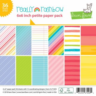 Lawn Fawn, really rainbow petite paper pack, 6"x6" / 15,2x15,2cm, Block 36 Blatt