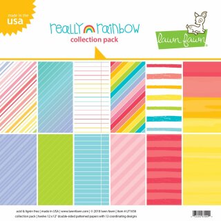Lawn Fawn, really rainbow collection pack, 12"x12" / 30,05x30,5cm, Block 12 Blatt