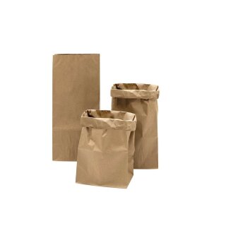 Blockbodenbeutel, S, 41/18/12cm, BRAUN/BRAUN, 3 Stück