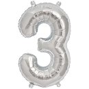 Folienballon 3, SILBER, ca. 36cm