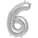 Folienballon 6, SILBER, ca. 36cm