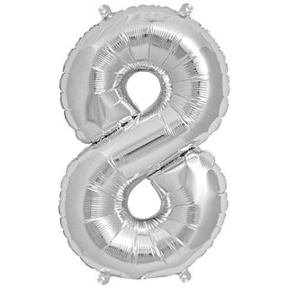 Folienballon 8, SILBER, ca. 36cm