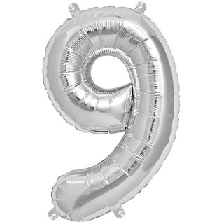 Folienballon 9, SILBER, ca. 36cm