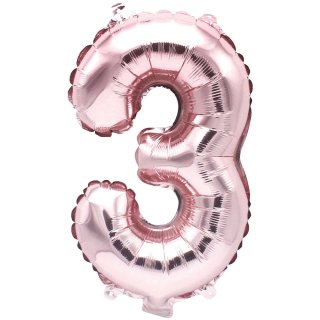 Folienballon 3, ROSA, ca. 36cm