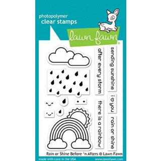 Lawn Fawn, clear stamp, rain or shine before n afters