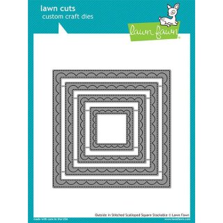 Lawn Fawn, lawn cuts/ Stanzschablone, outside in stitched scalloped square stackables