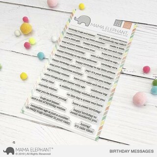 Mama Elephant, clear stamp, Birthday Messages