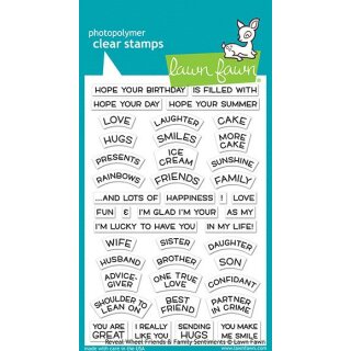 Lawn Fawn, clear stamp, reveal wheel friends & family...