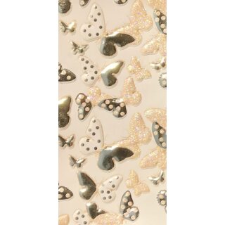 Verzierwachsplatte 100x200mm - Farfalle weiss/gold (1...