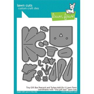 Lawn Fawn, lawn cuts/ Stanzschablone, tiny gift box peacock and turkey add-on