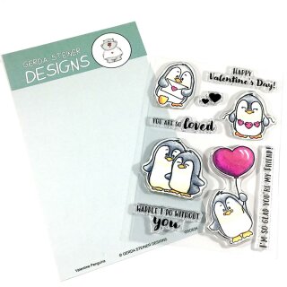 Gerda Steiner Designs, Valentine Penguins 4x6 Clear Stamp Set