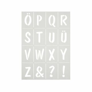 Stencil, Buchstaben Ö - !, DIN A4, 16-teilig