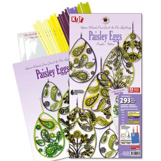 Karen Marie Klip: Paisley Eggs purple/yellow, Quilling Kit, 293 Teile