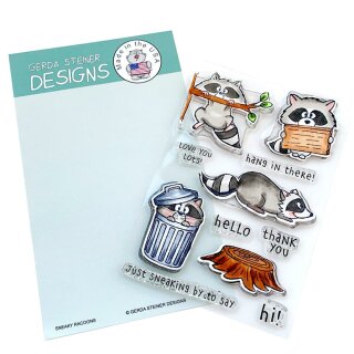 Gerda Steiner Designs, Sneaky Racoons 4x6 Clear Stamp Set