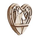 Holz-Steckteil Brautpaar, 5-tlg., 10cm Herz, 1 Set, natur 