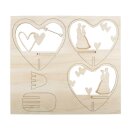 Holz-Steckteil Brautpaar, 5-tlg., 10cm Herz, 1 Set, natur