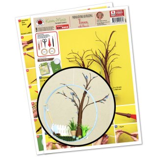 papier + ideen: Quilling Template, 3D Bäume mit Blumen