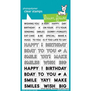 Lawn Fawn, clear stamp, offset sayings: birthday