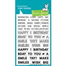 Lawn Fawn, clear stamp, offset sayings: birthday