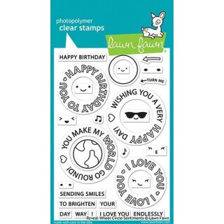 Lawn Fawn, clear stamp, reveal wheel circle sentiments
