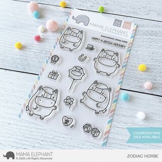 Mama Elephant, clear stamp, Zodiac Horse