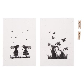 Papiertüten Ostern mit Holzklammern, 14x19,7x8cm, 2...