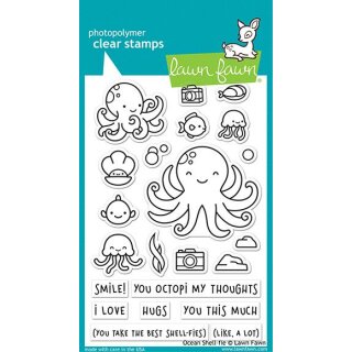 Lawn Fawn, clear stamp, ocean shell-fie