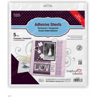 Scrapbook Adhesives, Adhesive Sheets / permanente Klebebögen 30.5x30.5 cm, 5 Stück
