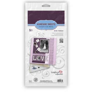 Scrapbook Adhesives, Adhesive Sheets / permanente Klebebögen 15x30,5 cm, 5 Stück