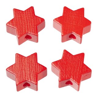 Schnulli-Stern 19,5 x 19,5 x 8 mm, DL 3 mm, rot, Btl. à 4 St.