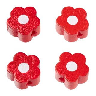 Schnulli-Blümchen 16 x 15,5 x 8 mm, DL 3 mm, rot, Btl. à 4 St.