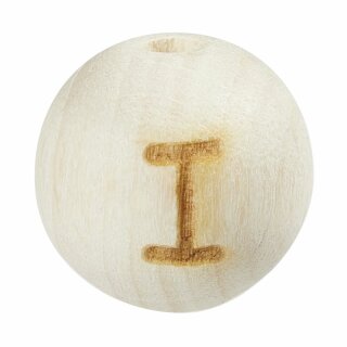 Schnulli-Buchstaben-Kugel 12 mm, "I" Buche natur, 1 St.
