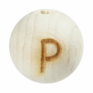 Schnulli-Buchstaben-Kugel 12 mm, "P" Buche natur, 1 St.