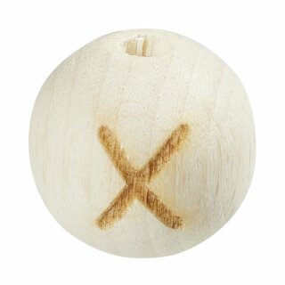 Schnulli-Buchstaben-Kugel 12 mm, "X" Buche natur, 1 St.