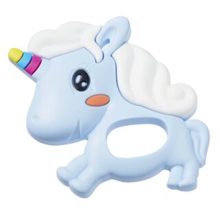 Schnulli-Silikon Einhorn 9 cm, hellblau